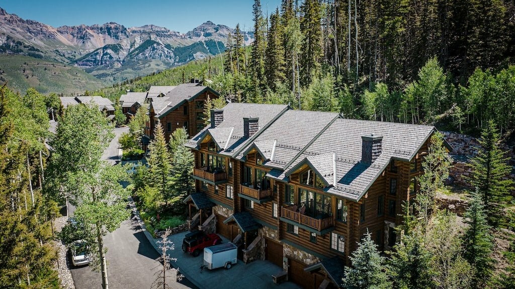 Brava composite cedar shake roofing on a mountain lodge