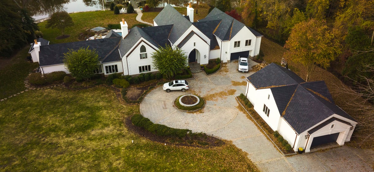 Brava Old World composite slate roof installed on a residential estate