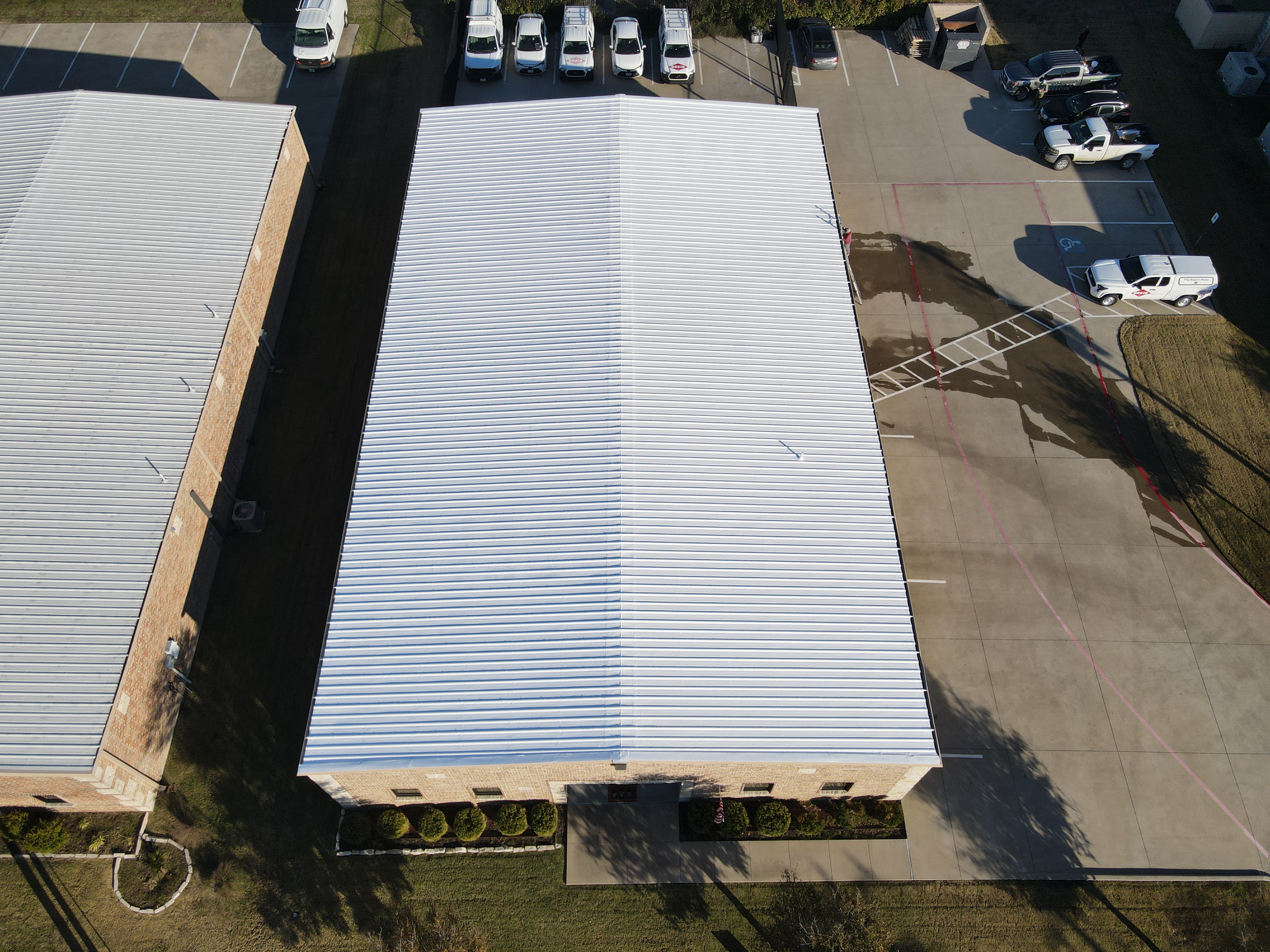 Commercial flat roof installation on a DFW office building